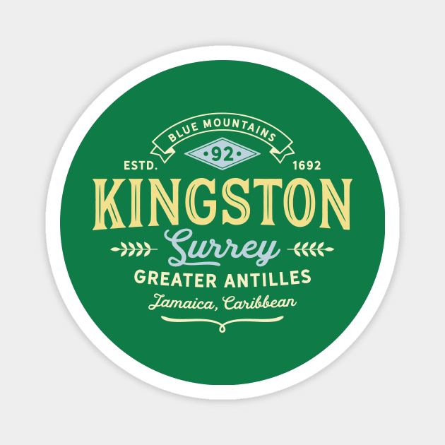 Kingston Jamaica vintage logo Magnet by JunkyDotCom